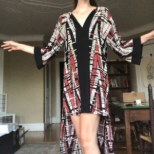 BCBG MAXAZRIA printed high-low 3/4 sleeve dress